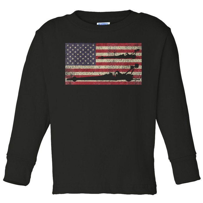 Top Fuel Dragsters Usa Patriotic American Flag Dragster Fan Toddler Long Sleeve Shirt