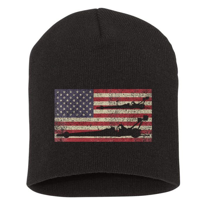 Top Fuel Dragsters Usa Patriotic American Flag Dragster Fan Short Acrylic Beanie