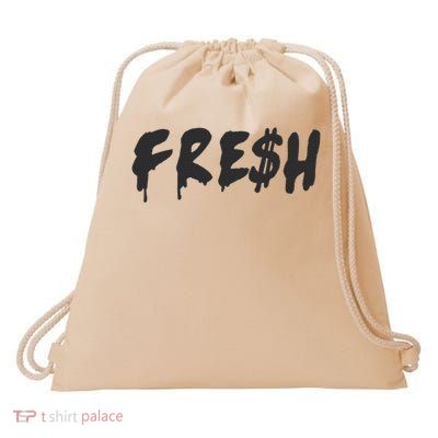 Trendy Fresh Dollar Sign Drippy Text Drawstring Bag