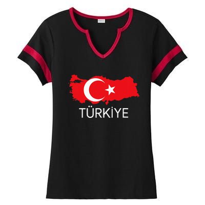 Turkey Flag Design Turkish Flag Turkey Map Harita TüRkiye Ladies Halftime Notch Neck Tee