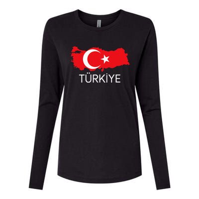 Turkey Flag Design Turkish Flag Turkey Map Harita TüRkiye Womens Cotton Relaxed Long Sleeve T-Shirt