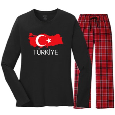 Turkey Flag Design Turkish Flag Turkey Map Harita TüRkiye Women's Long Sleeve Flannel Pajama Set 