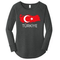 Turkey Flag Design Turkish Flag Turkey Map Harita TüRkiye Women's Perfect Tri Tunic Long Sleeve Shirt