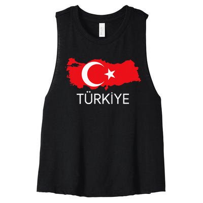 Turkey Flag Design Turkish Flag Turkey Map Harita TüRkiye Women's Racerback Cropped Tank