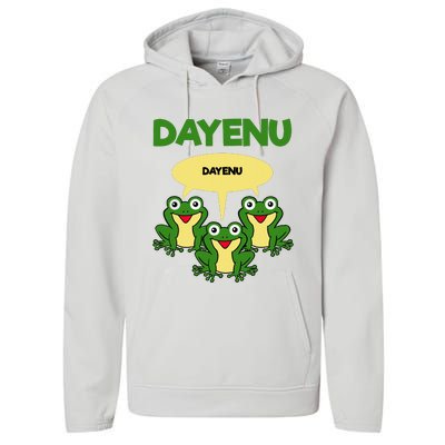 Three Frogs Dayenu Funny Pesach Passover Performance Fleece Hoodie