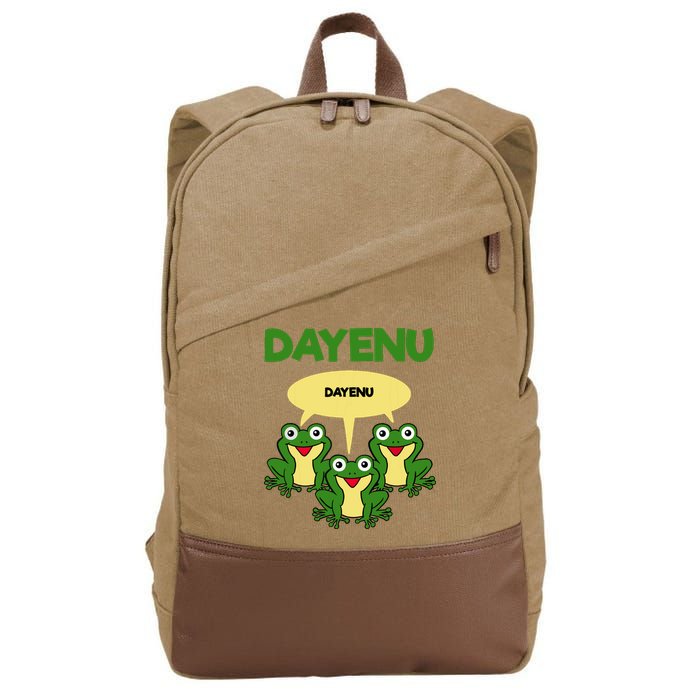 Three Frogs Dayenu Funny Pesach Passover Cotton Canvas Backpack