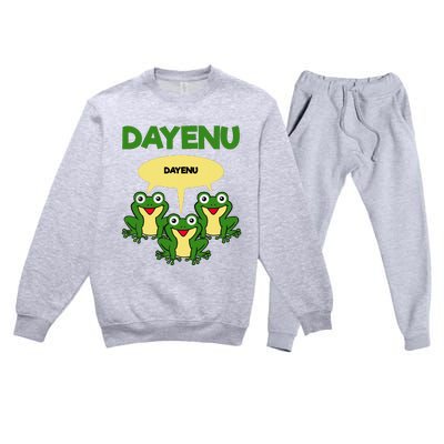 Three Frogs Dayenu Funny Pesach Passover Premium Crewneck Sweatsuit Set