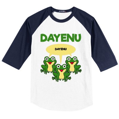 Three Frogs Dayenu Funny Pesach Passover Baseball Sleeve Shirt