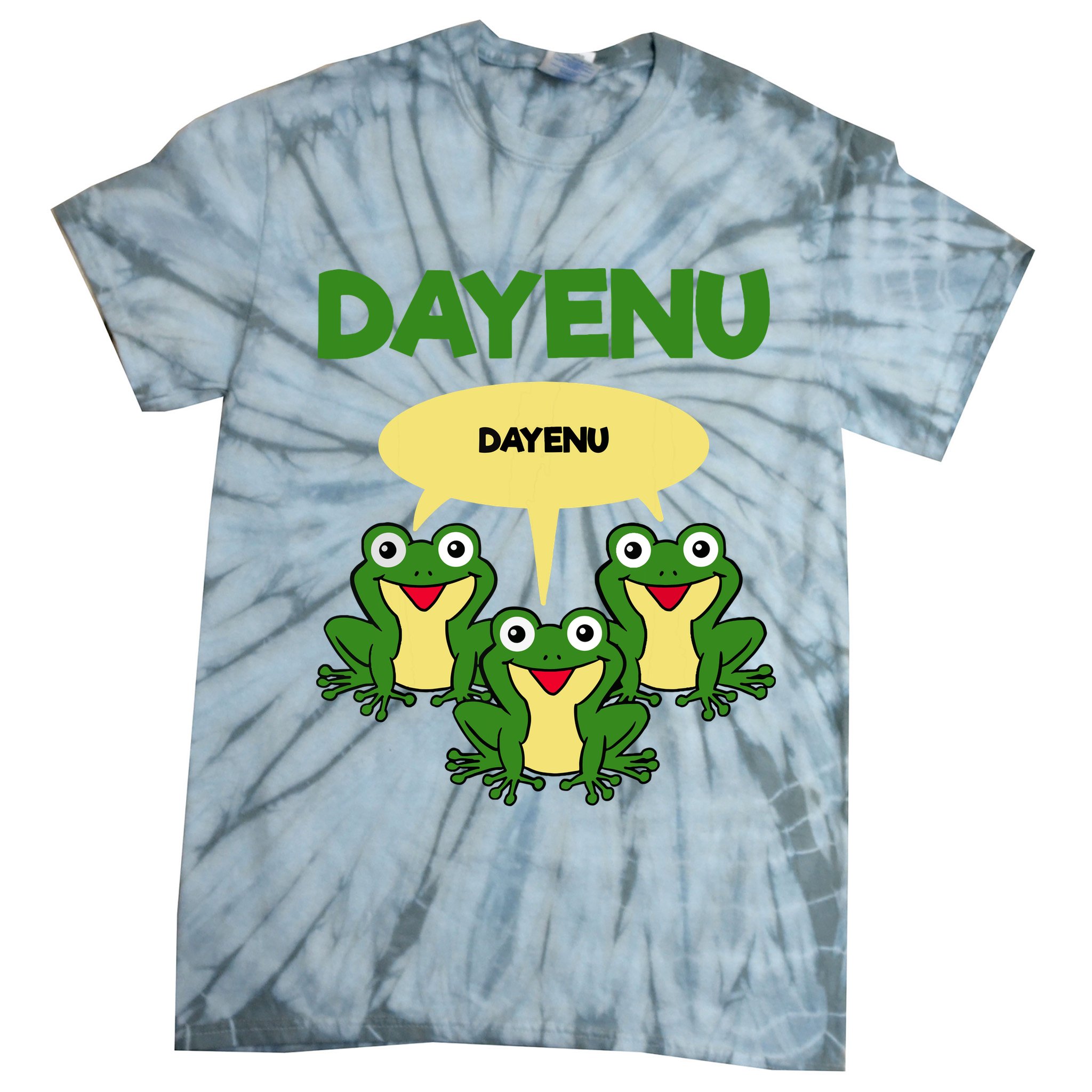 Three Frogs Dayenu Funny Pesach Passover Tie-Dye T-Shirt