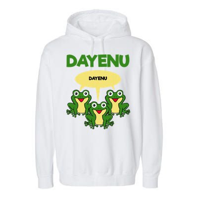 Three Frogs Dayenu Funny Pesach Passover Garment-Dyed Fleece Hoodie