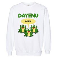 Three Frogs Dayenu Funny Pesach Passover Garment-Dyed Sweatshirt