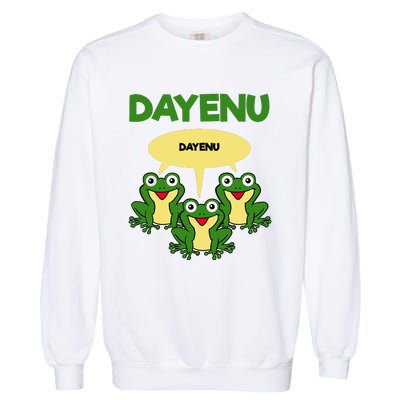 Three Frogs Dayenu Funny Pesach Passover Garment-Dyed Sweatshirt