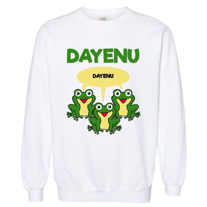 Three Frogs Dayenu Funny Pesach Passover Garment-Dyed Sweatshirt