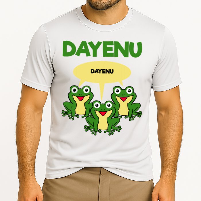 Three Frogs Dayenu Funny Pesach Passover Cooling Performance Crew T-Shirt