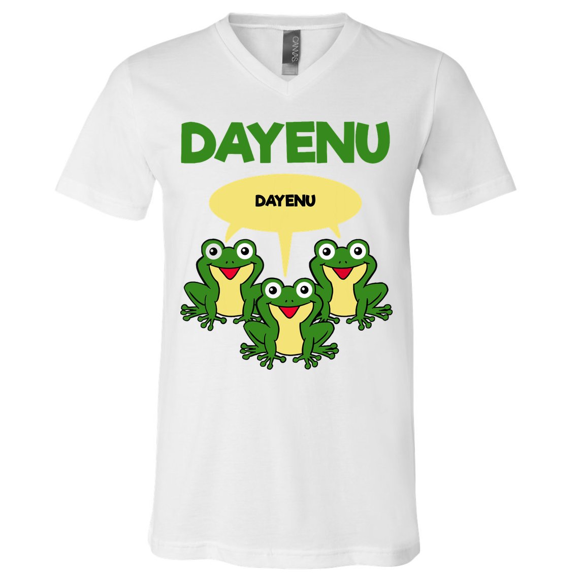 Three Frogs Dayenu Funny Pesach Passover V-Neck T-Shirt
