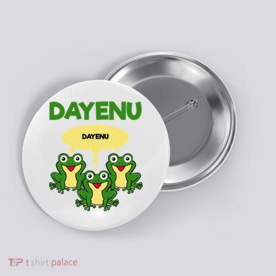 Three Frogs Dayenu Funny Pesach Passover Button