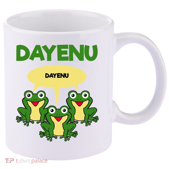 Three Frogs Dayenu Funny Pesach Passover 11oz C Handle Ceramic Mug