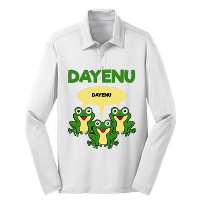 Three Frogs Dayenu Funny Pesach Passover Silk Touch Performance Long Sleeve Polo