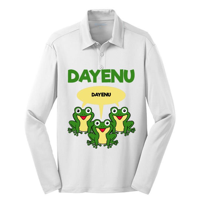 Three Frogs Dayenu Funny Pesach Passover Silk Touch Performance Long Sleeve Polo