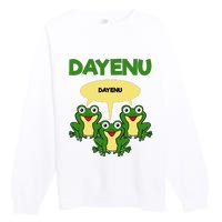 Three Frogs Dayenu Funny Pesach Passover Premium Crewneck Sweatshirt