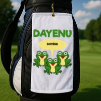 Three Frogs Dayenu Funny Pesach Passover Golf Towel