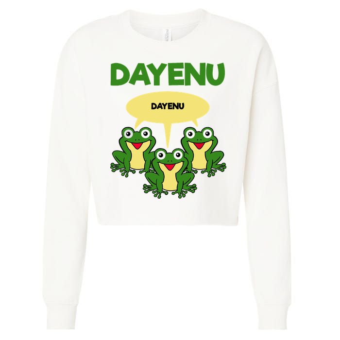Three Frogs Dayenu Funny Pesach Passover Cropped Pullover Crew