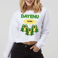 Three Frogs Dayenu Funny Pesach Passover Cropped Pullover Crew