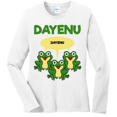 Three Frogs Dayenu Funny Pesach Passover Ladies Long Sleeve Shirt