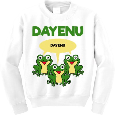 Three Frogs Dayenu Funny Pesach Passover Kids Sweatshirt
