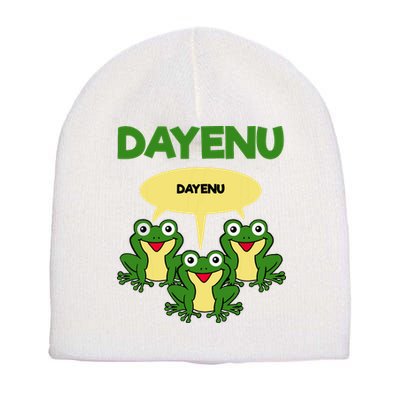 Three Frogs Dayenu Funny Pesach Passover Short Acrylic Beanie