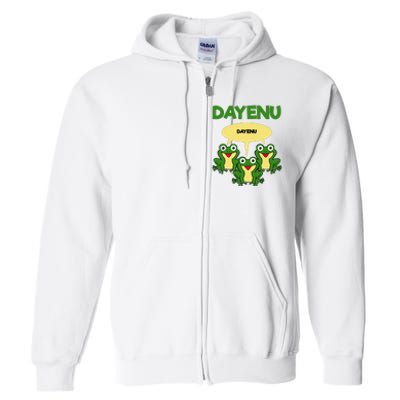 Three Frogs Dayenu Funny Pesach Passover Full Zip Hoodie