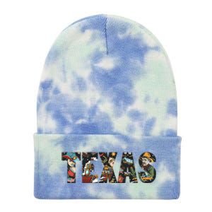 Texas Floral Design Tie Dye 12in Knit Beanie