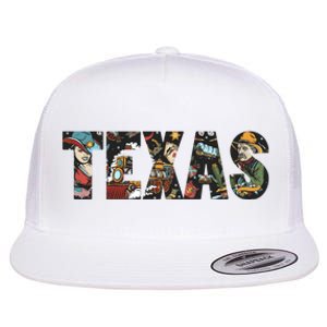 Texas Floral Design Flat Bill Trucker Hat