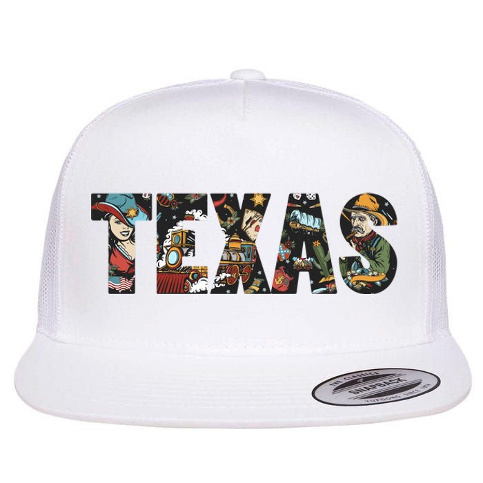 Texas Floral Design Flat Bill Trucker Hat