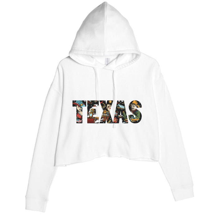 Texas Floral Design Crop Fleece Hoodie