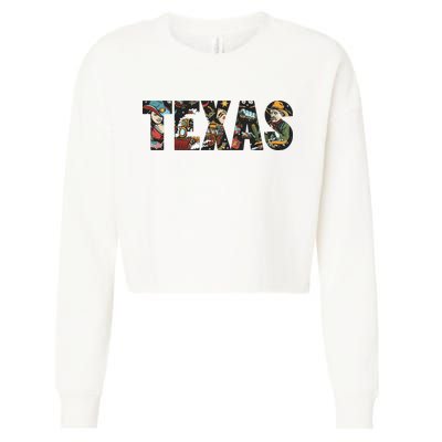 Texas Floral Design Cropped Pullover Crew
