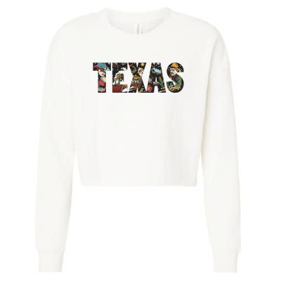 Texas Floral Design Cropped Pullover Crew