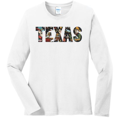 Texas Floral Design Ladies Long Sleeve Shirt