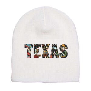 Texas Floral Design Short Acrylic Beanie