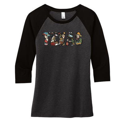 Texas Floral Design Women's Tri-Blend 3/4-Sleeve Raglan Shirt