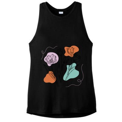 Tulip Floral Drawing Ladies PosiCharge Tri-Blend Wicking Tank