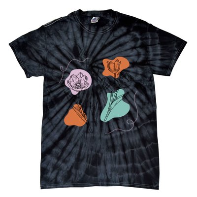 Tulip Floral Drawing Tie-Dye T-Shirt