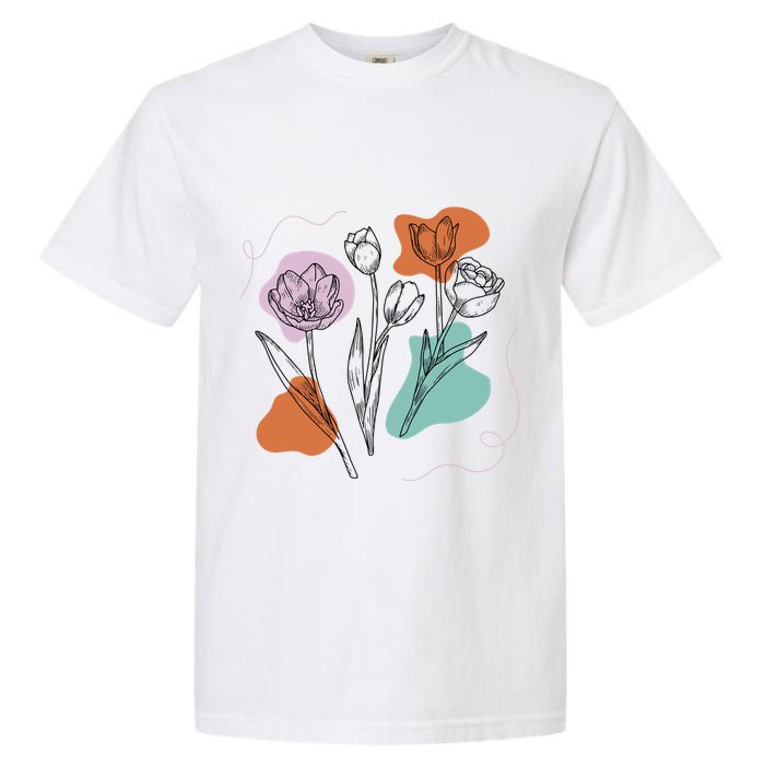 Tulip Floral Drawing Garment-Dyed Heavyweight T-Shirt