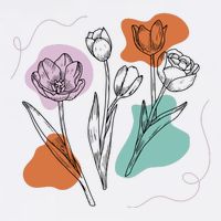Tulip Floral Drawing Garment-Dyed Heavyweight T-Shirt