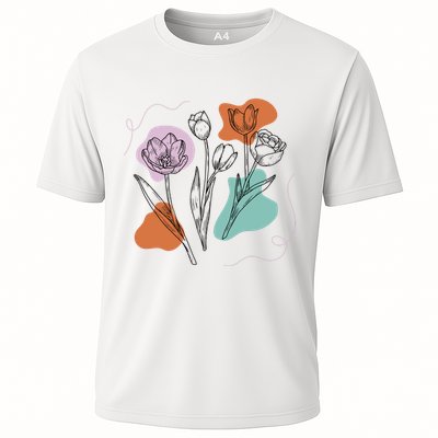 Tulip Floral Drawing Performance Shirt