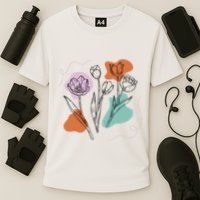 Tulip Floral Drawing Cooling Performance Crew T-Shirt