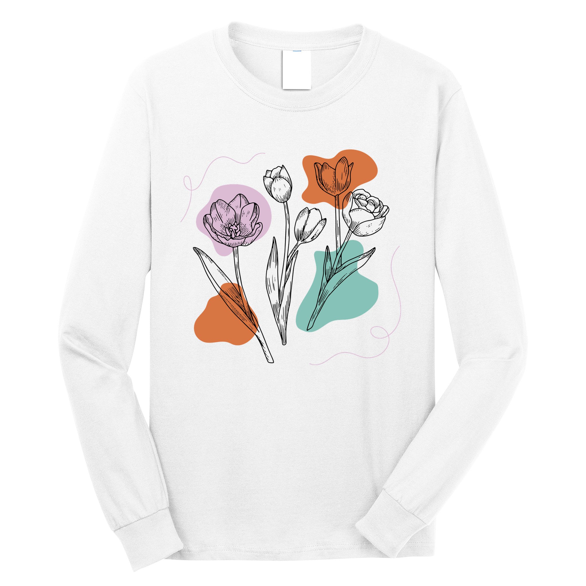 Tulip Floral Drawing Long Sleeve Shirt