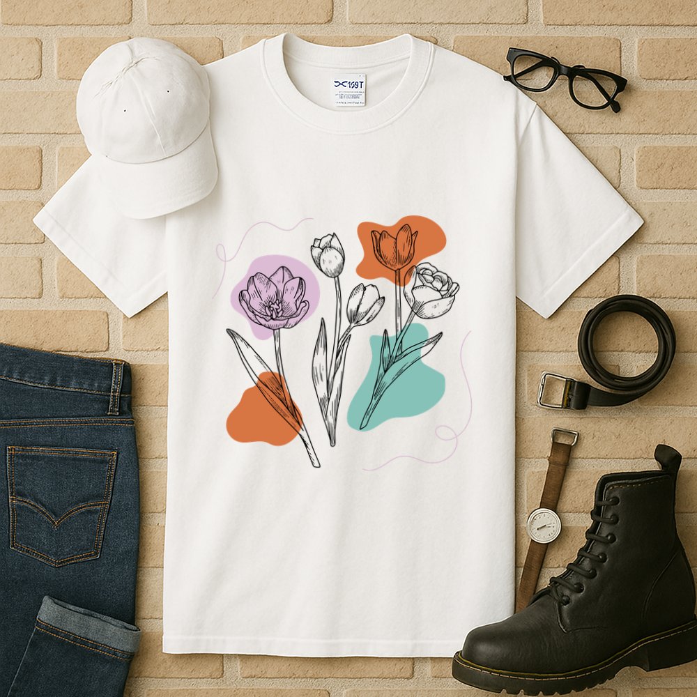 Tulip Floral Drawing Tall T-Shirt