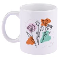 Tulip Floral Drawing 11oz C Handle Ceramic Mug