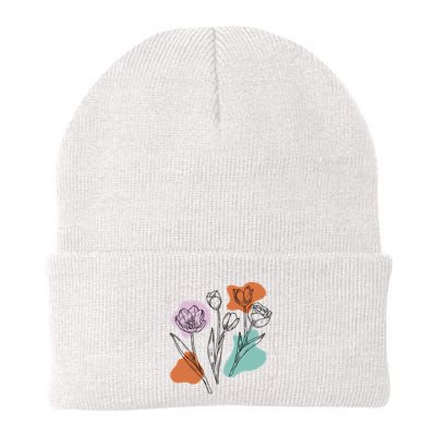 Tulip Floral Drawing Beanie